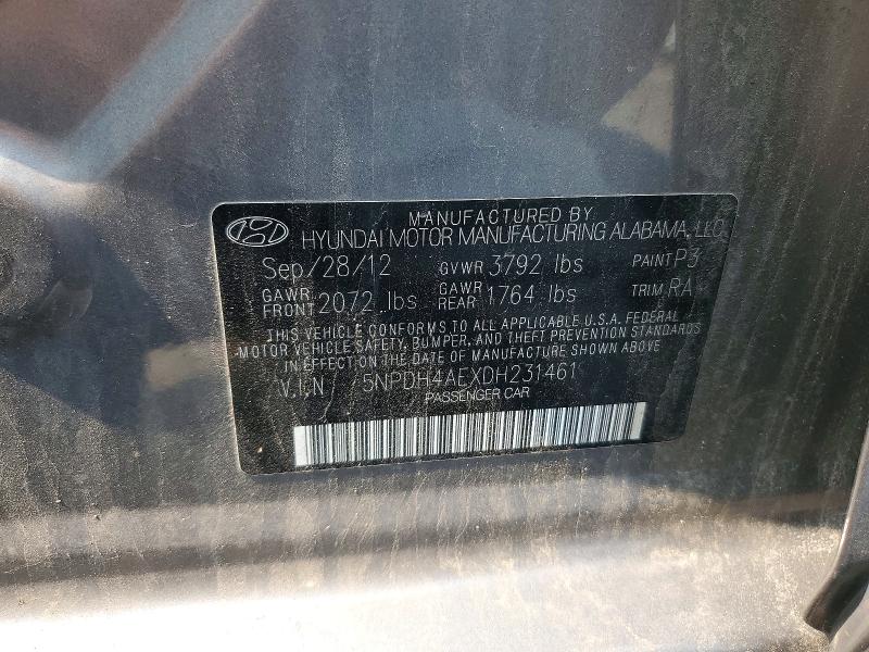 Aukcja sprzedaży 2013 Hyundai Elantra, vin: 5NPDH4AEXDH231461, numer aukcji: 62126216