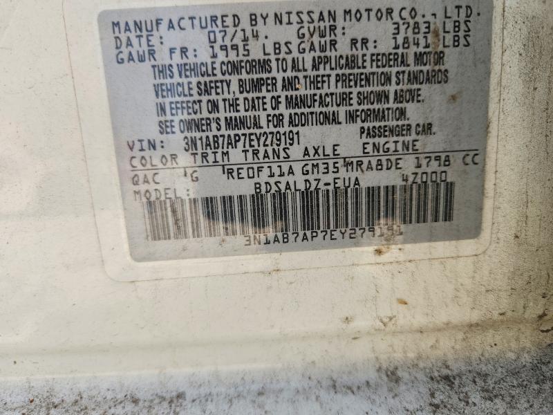 Aukcja sprzedaży 2014 Nissan Sentra, vin: 3N1AB7AP7EY279191, numer aukcji: 62342306