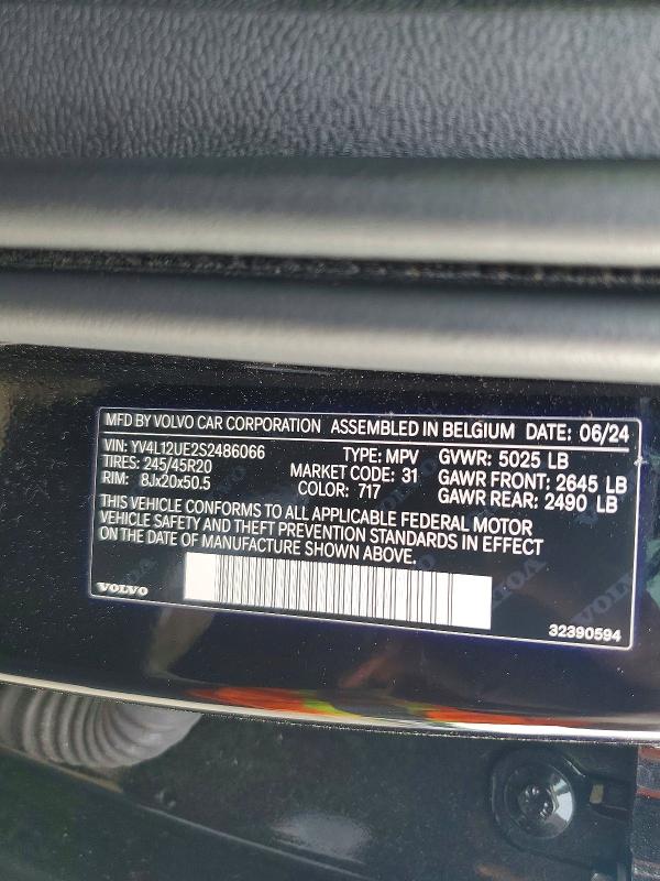 Aukcja sprzedaży 2025 Volvo Xc40, vin: YV4L12UE2S2486066, numer aukcji: 61238556