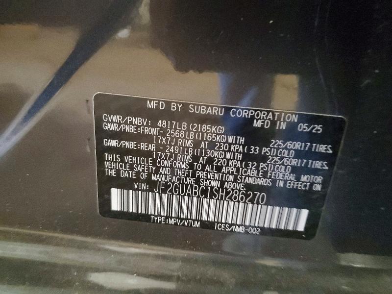 Aukcja sprzedaży 2025 Subaru Crosstrek, vin: JF2GUABC1SH286270, numer aukcji: 62170366