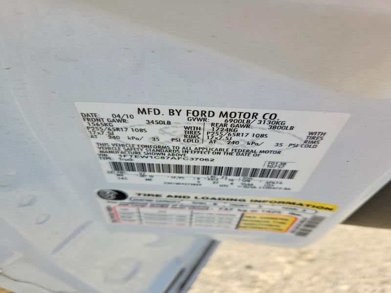 Продажа на аукционе авто 2010 Ford F150, vin: 1FTEW1C87AFC37062, номер лота: 61064236