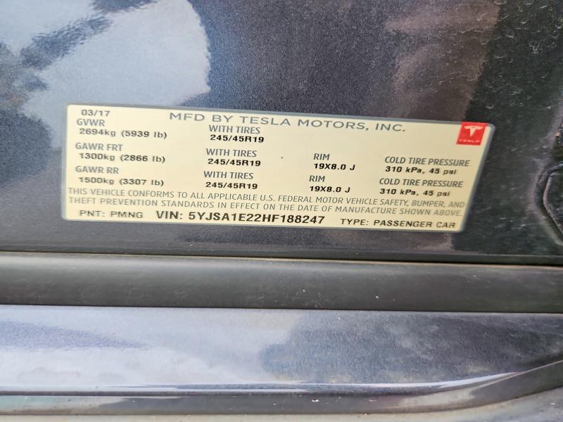 Aukcja sprzedaży 2017 Tesla Model S, vin: 5YJSA1E22HF188247, numer aukcji: 61916666