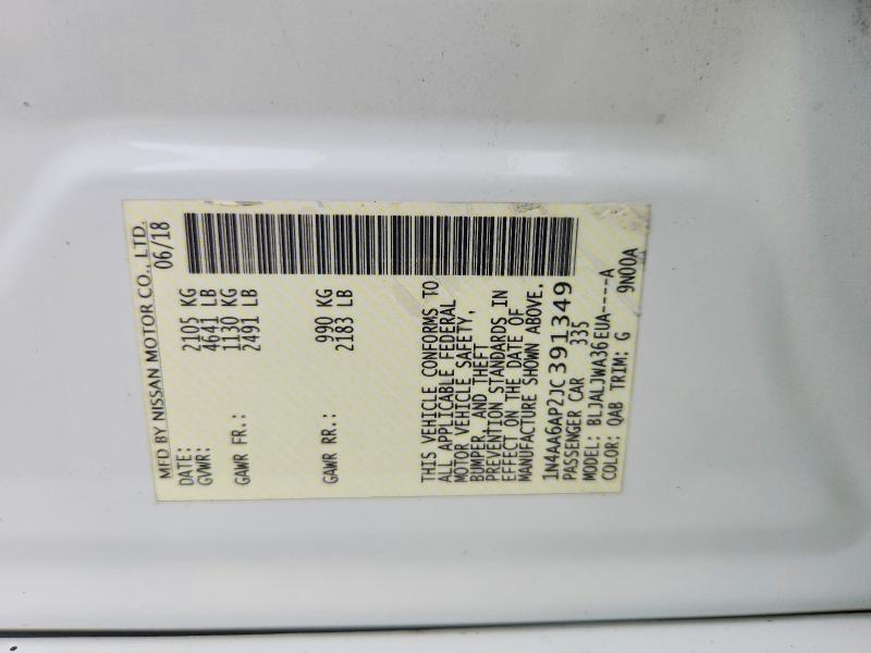 Продаж на аукціоні авто 2018 Nissan Maxima, vin: 1N4AA6AP2JC391349, номер лоту: 62428646