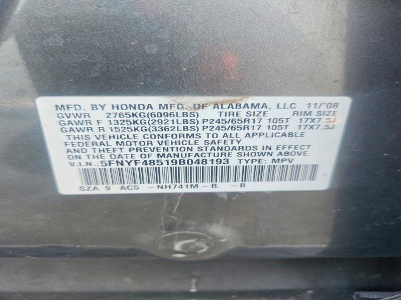 Продаж на аукціоні авто 2009 Honda Pilot, vin: 5FNYF48519B048193, номер лоту: 52666566