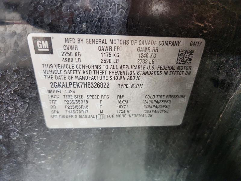 2017 Gmc Terrain მანქანა იყიდება აუქციონზე, vin: 2GKALPEK7H6326822, აუქციონის ნომერი: 60003026