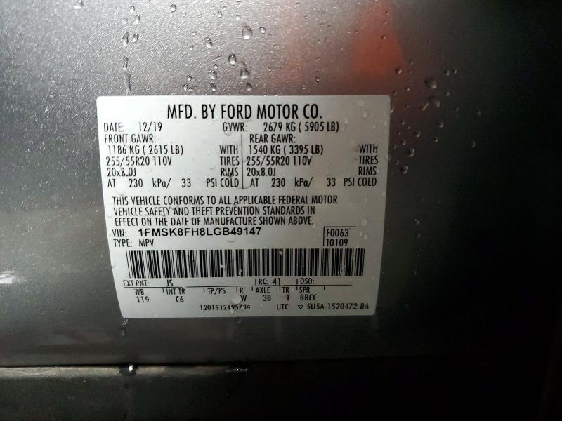 Aukcja sprzedaży 2020 Ford Explorer, vin: 1FMSK8FH8LGB49147, numer aukcji: 60650816