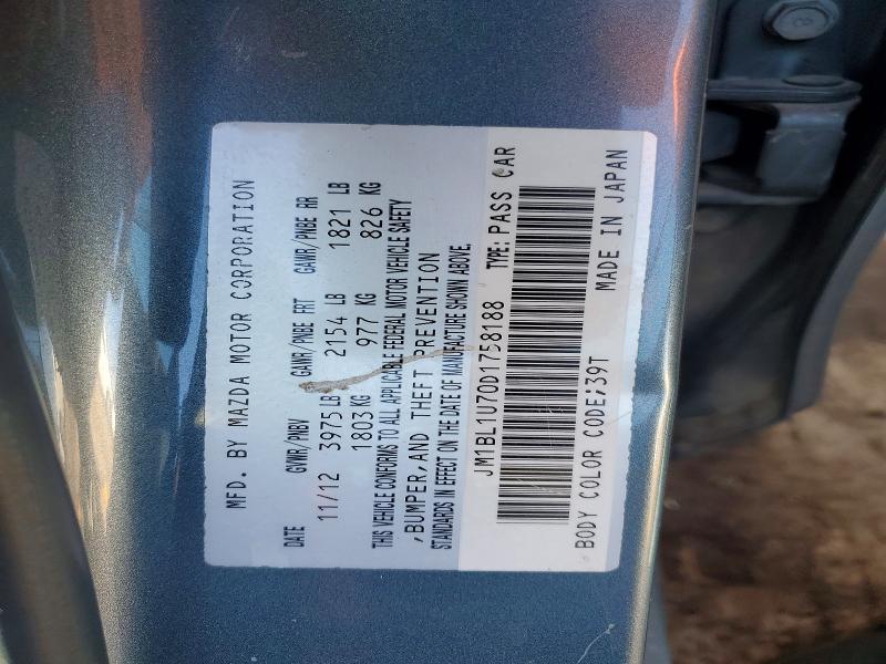 59737946 :رقم المزاد ، JM1BL1U70D1758188 vin ، 2013 Mazda 3 مزاد بيع