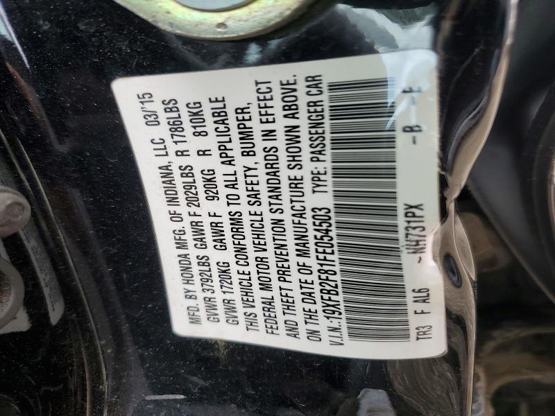 Продажа на аукционе авто 2015 Honda Civic, vin: 19XFB2F81FE054503, номер лота: 63023836