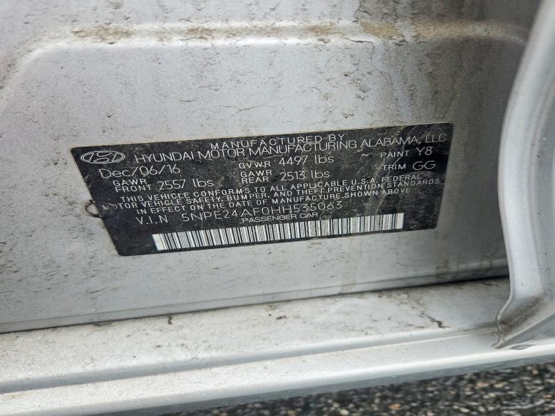 59582906 :رقم المزاد ، 5NPE24AF0HH535063 vin ، 2017 Hyundai Sonata مزاد بيع