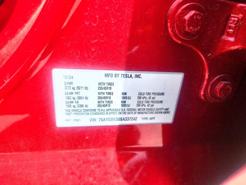 Aukcja sprzedaży 2025 Tesla Model Y, vin: 7SAYGDED0SA337242, numer aukcji: 60500486