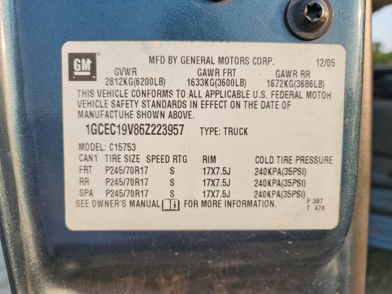 2006 Chevrolet Silverado მანქანა იყიდება აუქციონზე, vin: 1GCEC19V86Z223957, აუქციონის ნომერი: 62561706