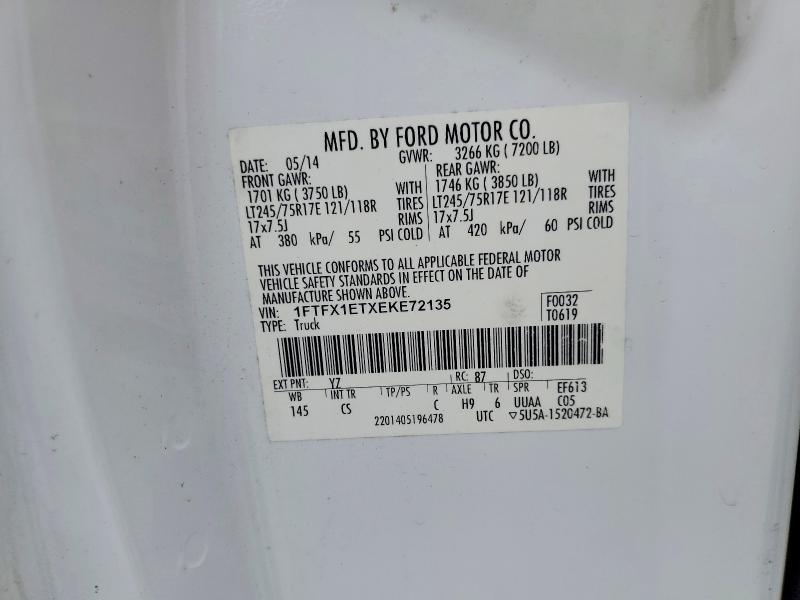 62689406 :رقم المزاد ، 1FTFX1ETXEKE72135 vin ، 2014 Ford F150 مزاد بيع