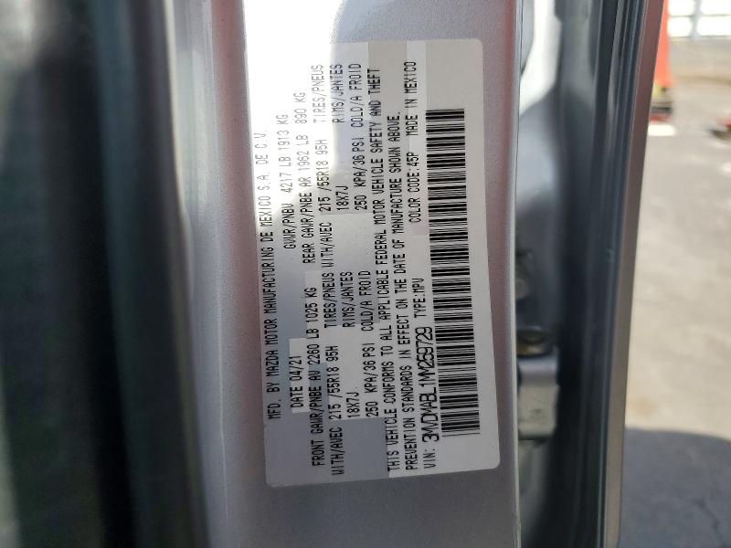 59406256 :رقم المزاد ، 3MVDMABL1MM259729 vin ، 2021 Mazda Cx-30 مزاد بيع