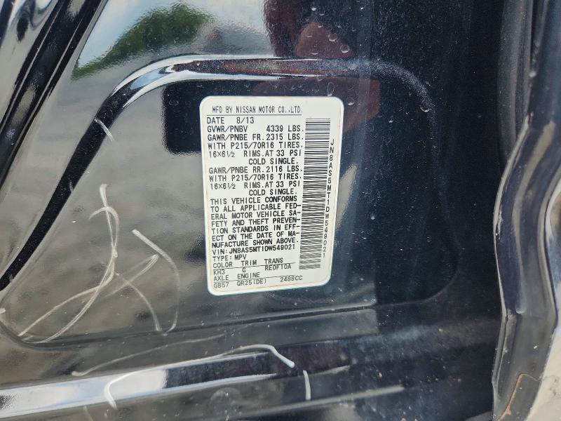 60080406 :رقم المزاد ، JN8AS5MT1DW549021 vin ، 2013 Nissan Rogue مزاد بيع