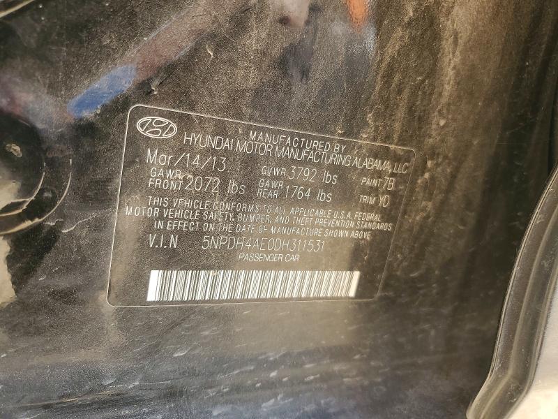 2013 Hyundai Elantra მანქანა იყიდება აუქციონზე, vin: 5NPDH4AE0DH311531, აუქციონის ნომერი: 62812026