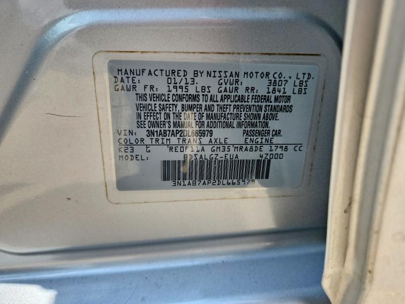 60470066 :رقم المزاد ، 3N1AB7AP2DL665979 vin ، 2013 Nissan Sentra مزاد بيع