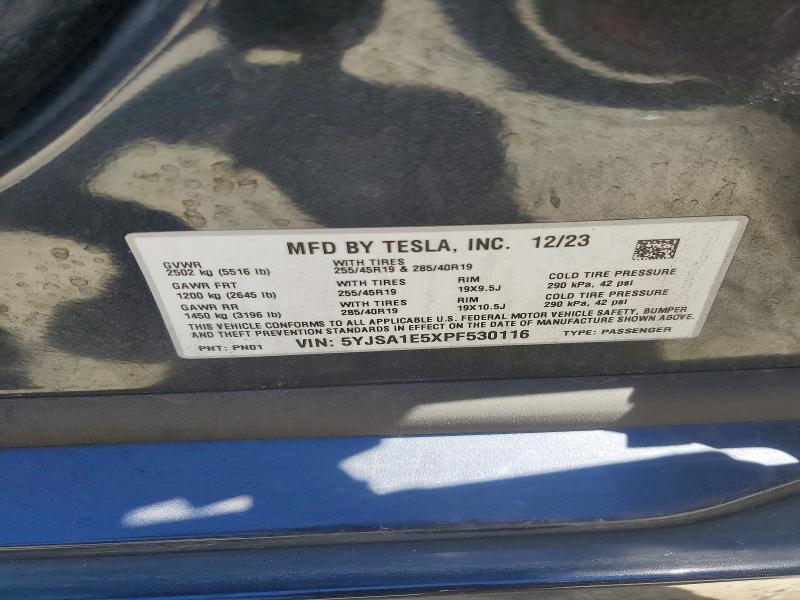 Продаж на аукціоні авто 2023 Tesla Model S, vin: 5YJSA1E5XPF530116, номер лоту: 59773986