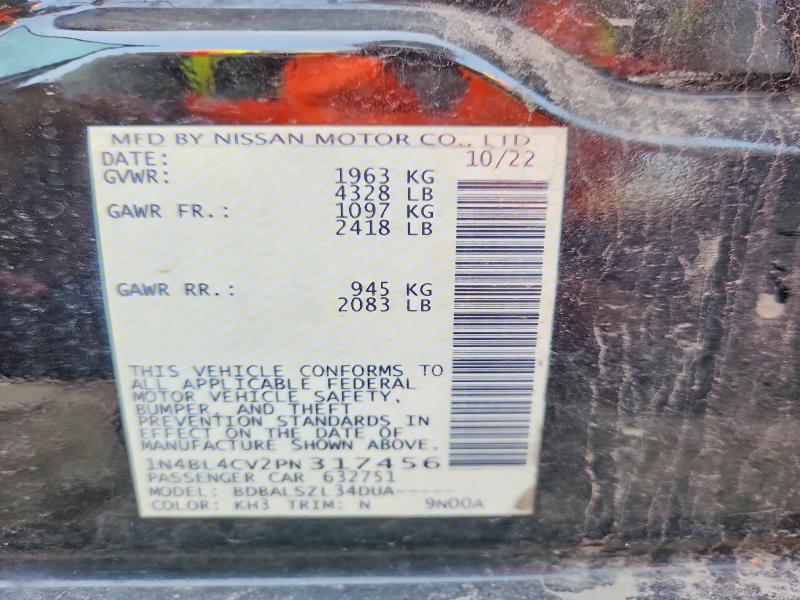 2023 Nissan Altima მანქანა იყიდება აუქციონზე, vin: 1N4BL4CV2PN317456, აუქციონის ნომერი: 60867296