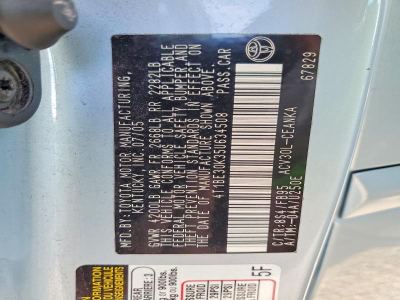 60200806 :رقم المزاد ، 4T1BE30K35U634508 vin ، 2005 Toyota Camry مزاد بيع