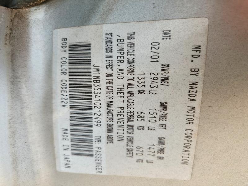61612976 :رقم المزاد ، JM1NB353410212499 vin ، 2001 Mazda Mx-5 Miata مزاد بيع