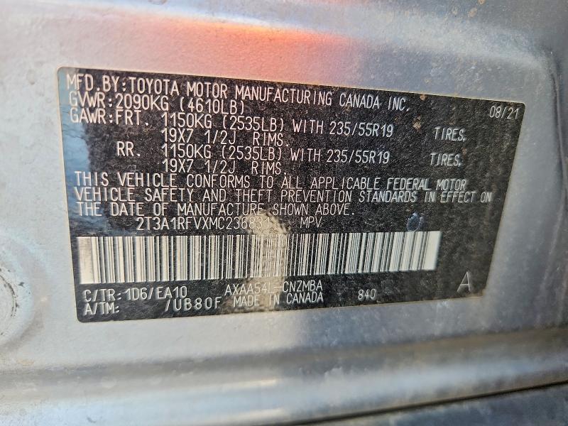 Продажа на аукционе авто 2021 Toyota Rav4, vin: 2T3A1RFVXMC236831, номер лота: 63667516