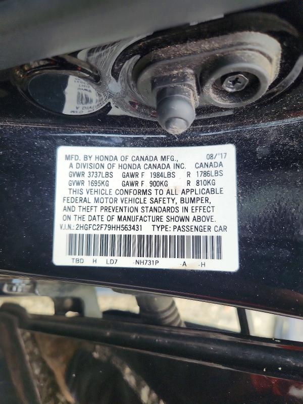 Продажа на аукционе авто 2017 Honda Civic, vin: 2HGFC2F79HH563431, номер лота: 63052806