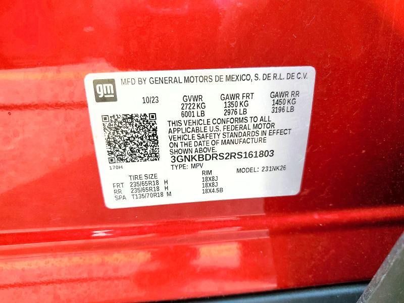 62518526 :رقم المزاد ، 3GNKBDRS2RS161803 vin ، 2024 Chevrolet Blazer مزاد بيع