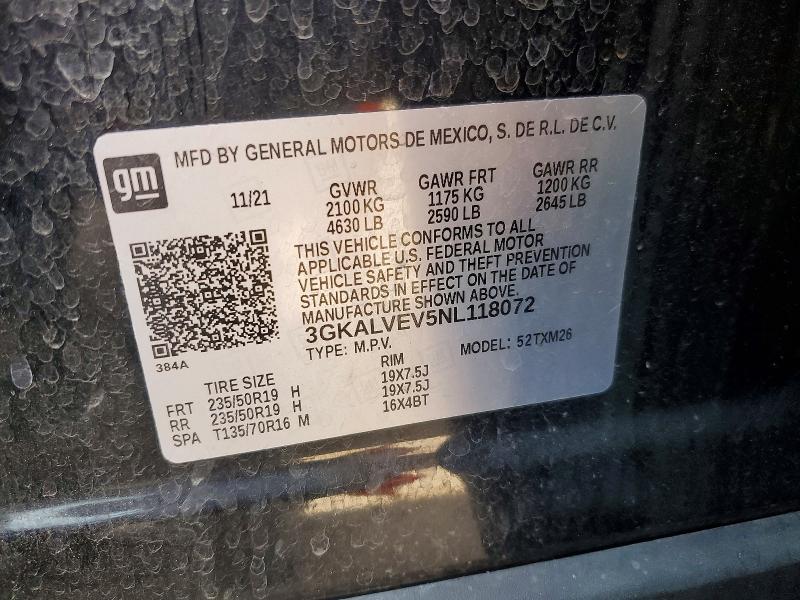 62034616 :رقم المزاد ، 3GKALVEV5NL118072 vin ، 2022 Gmc Terrain مزاد بيع