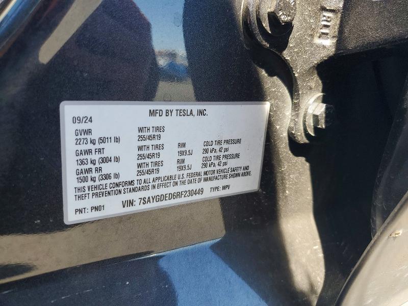 Aukcja sprzedaży 2024 Tesla Model Y, vin: 7SAYGDED6RF230449, numer aukcji: 62914246