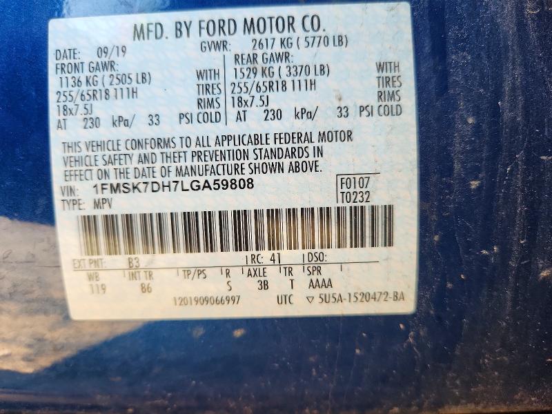 Продажа на аукционе авто 2020 Ford Explorer, vin: 1FMSK7DH7LGA59808, номер лота: 62115466