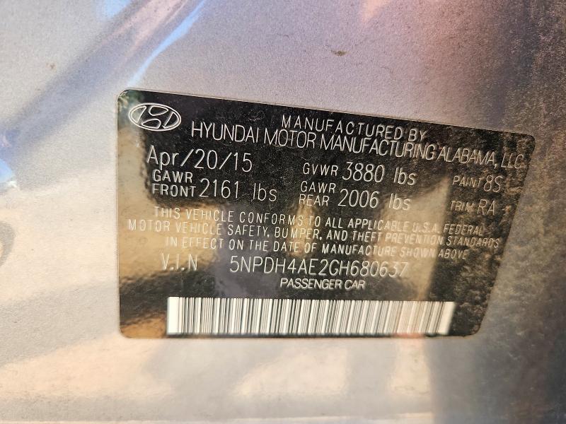 Продаж на аукціоні авто 2016 Hyundai Elantra, vin: 5NPDH4AE2GH680637, номер лоту: 62286526