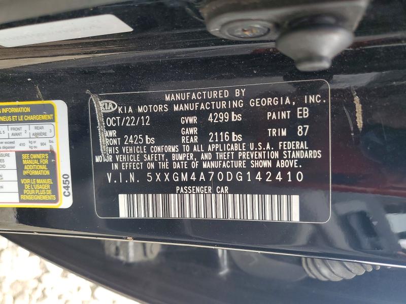 Продажа на аукционе авто 2013 Kia Optima, vin: 5XXGM4A70DG142410, номер лота: 61607016