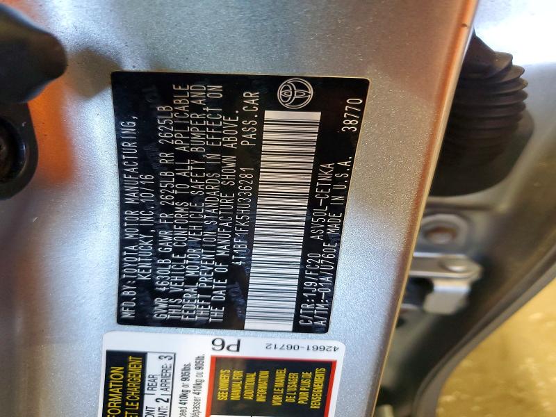 59800166 :رقم المزاد ، 4T1BF1FK5HU336281 vin ، 2017 Toyota Camry مزاد بيع