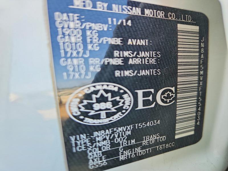 Auction sale of the 2015 Nissan Juke, vin: JN8AF5MVXFT554034, lot number: 59745036