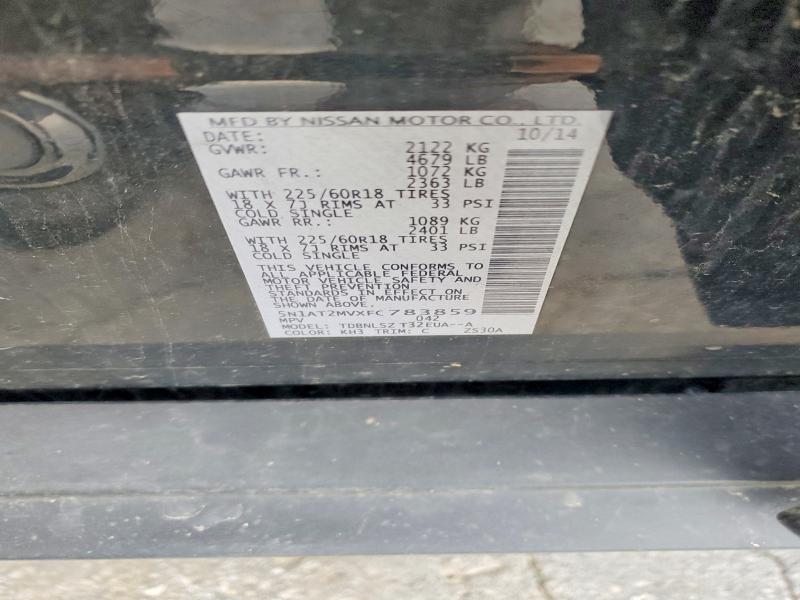 61043726 :رقم المزاد ، 5N1AT2MVXFC783859 vin ، 2015 Nissan Rogue مزاد بيع