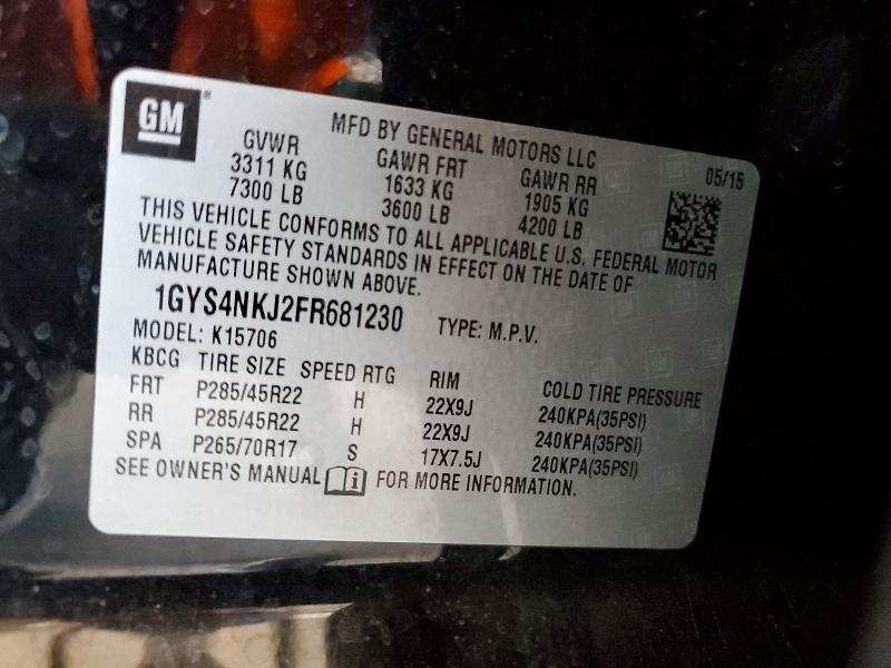 2015 Cadillac Escalade მანქანა იყიდება აუქციონზე, vin: 1GYS4NKJ2FR681230, აუქციონის ნომერი: 59643216