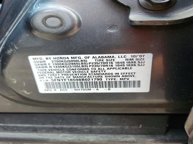 Aukcja sprzedaży 2008 Honda Pilot, vin: 5FNYF18598B021790, numer aukcji: 62988096
