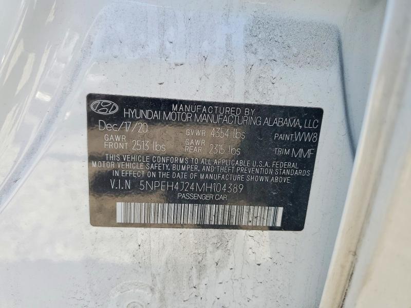 61087036 :رقم المزاد ، 5NPEH4J24MH104389 vin ، 2021 Hyundai Sonata مزاد بيع