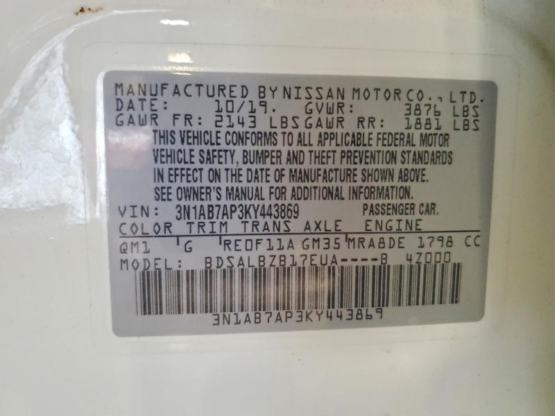 Aukcja sprzedaży 2019 Nissan Sentra, vin: 3N1AB7AP3KY443869, numer aukcji: 61416136