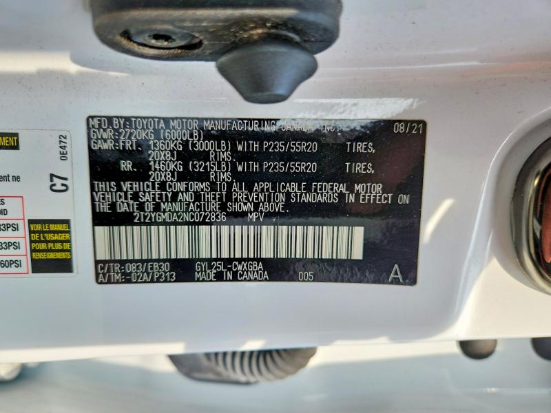 Aukcja sprzedaży 2022 Lexus Rx, vin: 2T2YGMDA2NC072836, numer aukcji: 63152126