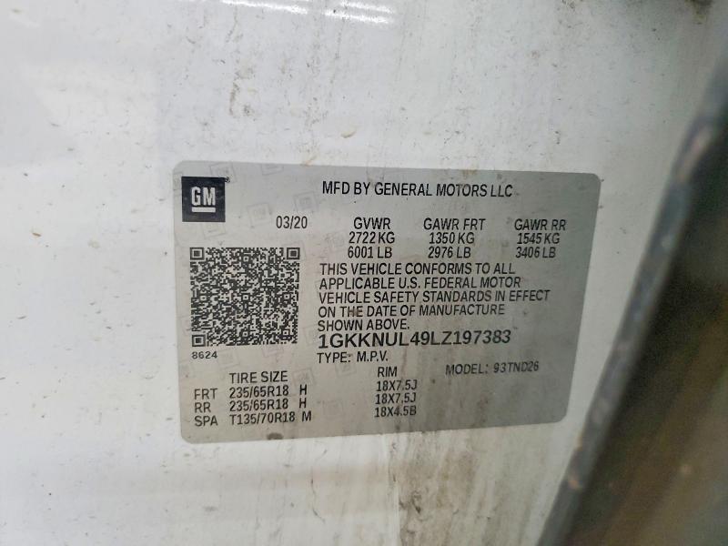 62932776 :رقم المزاد ، 1GKKNUL49LZ197383 vin ، 2020 Gmc Acadia مزاد بيع