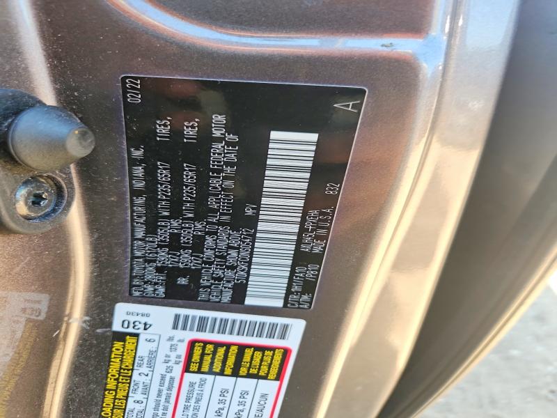 60684716 :رقم المزاد ، 5TDKSKFC0NS054712 vin ، 2022 Toyota Sienna مزاد بيع