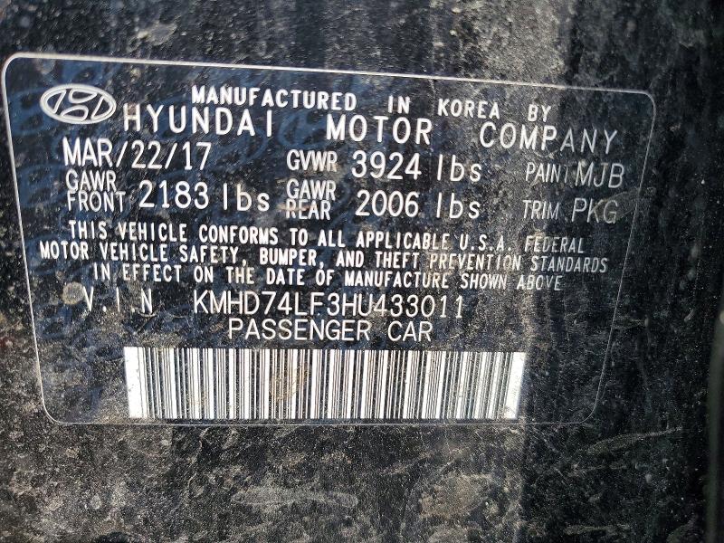 Aukcja sprzedaży 2017 Hyundai Elantra, vin: KMHD74LF3HU433011, numer aukcji: 60615976