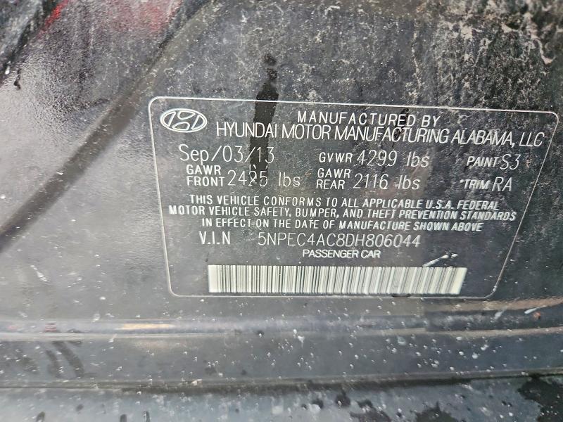 Продаж на аукціоні авто 2013 Hyundai Sonata, vin: 5NPEC4AC8DH806044, номер лоту: 63255526