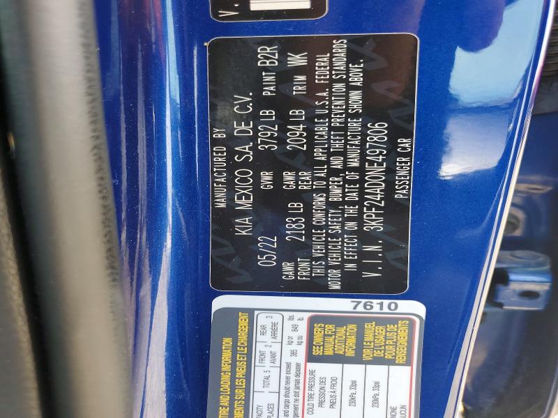 Продажа на аукционе авто 2022 Kia Forte, vin: 3KPF24AD0NE497806, номер лота: 60611056
