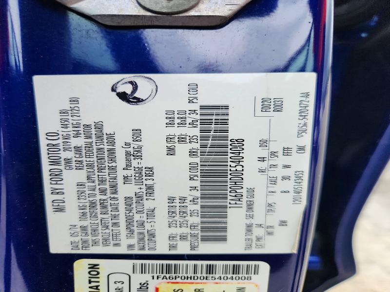 2014 Ford Fusion მანქანა იყიდება აუქციონზე, vin: 1FA6P0HD0E5404008, აუქციონის ნომერი: 63144066