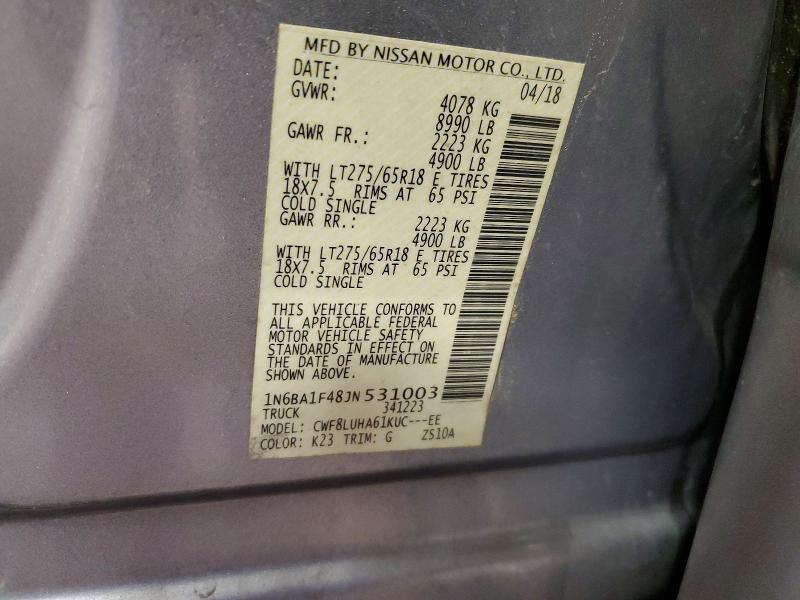 Продажа на аукционе авто 2018 Nissan Titan Xd, vin: 1N6BA1F48JN531003, номер лота: 60675146