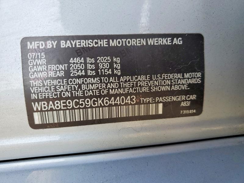 Продаж на аукціоні авто 2016 Bmw 328, vin: WBA8E9C59GK644043, номер лоту: 62658826