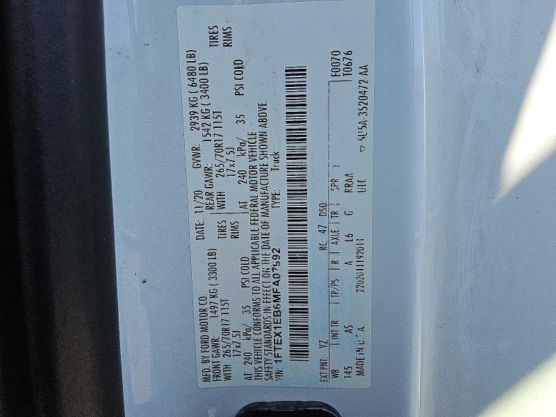 Aukcja sprzedaży 2021 Ford F150, vin: 1FTEX1EB6MFA07992, numer aukcji: 59190066