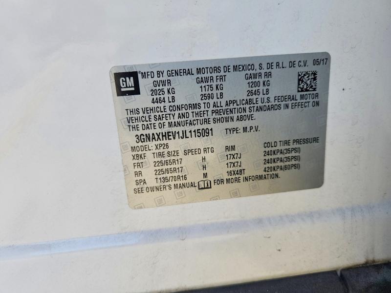 60428946 :رقم المزاد ، 3GNAXHEV1JL115091 vin ، 2018 Chevrolet Equinox مزاد بيع